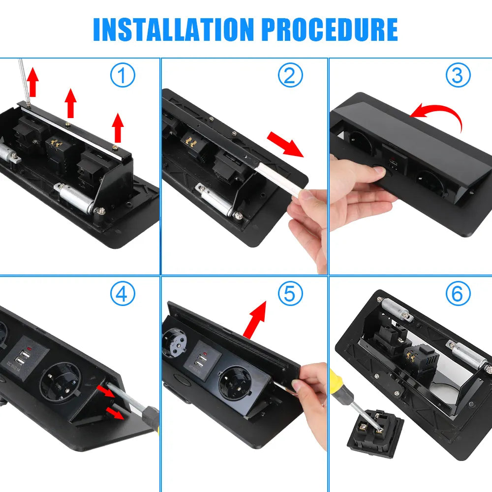 Desktop Socket Table Outlet With USB Charging Aluminum Alloy Cover Slow Pop Up Electrical Socket For Meeting Room 2 3 EU Socket