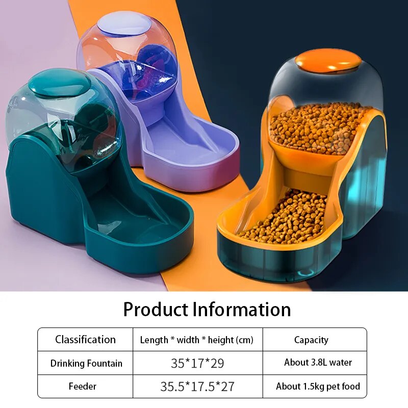 3.8L Pet Dog Cat Automatic Feeder Bowl for Dogs Drinking Water Fountain Bottle Kitten Bowls Slow Food Feeding Container Supplies