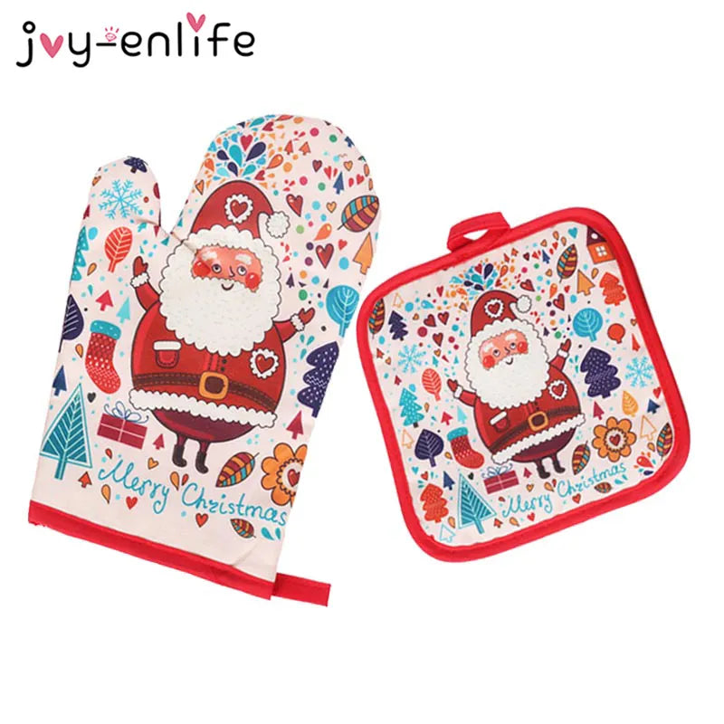 2pcs/set Christmas Baking Anti-Hot Gloves