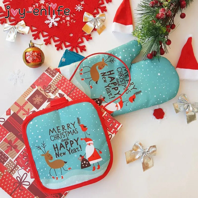 2pcs/set Christmas Baking Anti-Hot Gloves