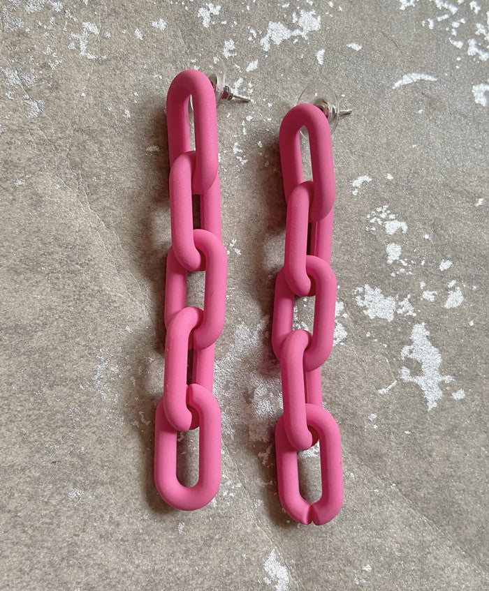 Pink Acrylic Chain 925 Silver Needle Barbie