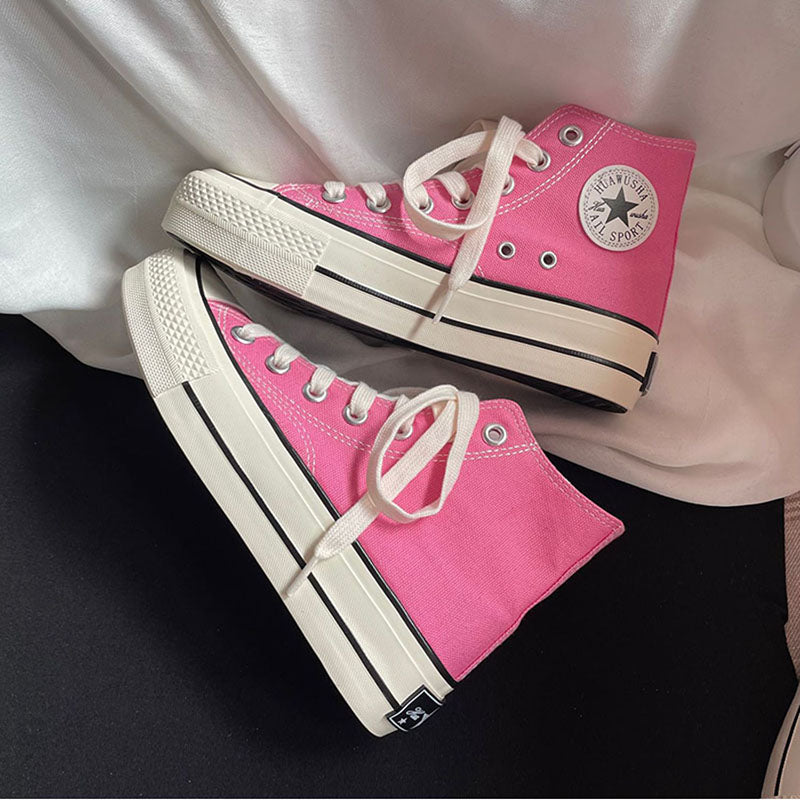 High/ Low Cut Pink Canvas Shoes