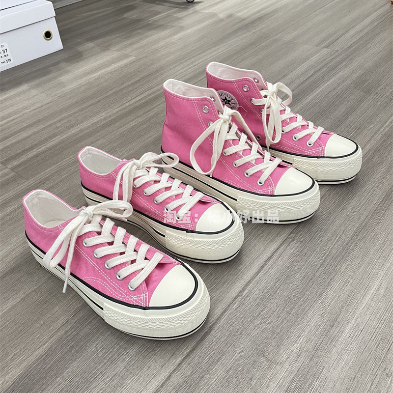 High/ Low Cut Pink Canvas Shoes