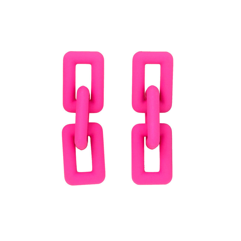 Pink Acrylic Chain 925 Silver Needle Barbie