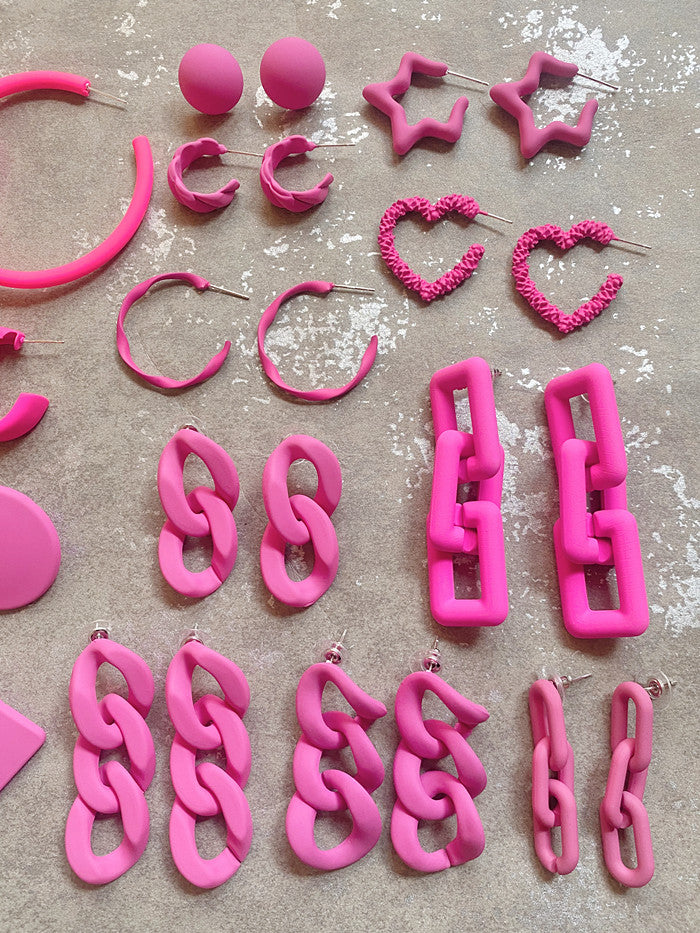 Pink Acrylic Chain 925 Silver Needle Barbie