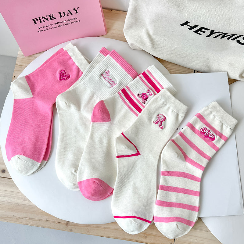 3 Pack Pink Socks Summer Stripes