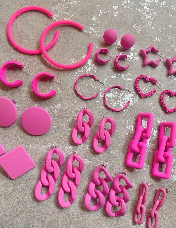 Pink Acrylic Chain 925 Silver Needle Barbie