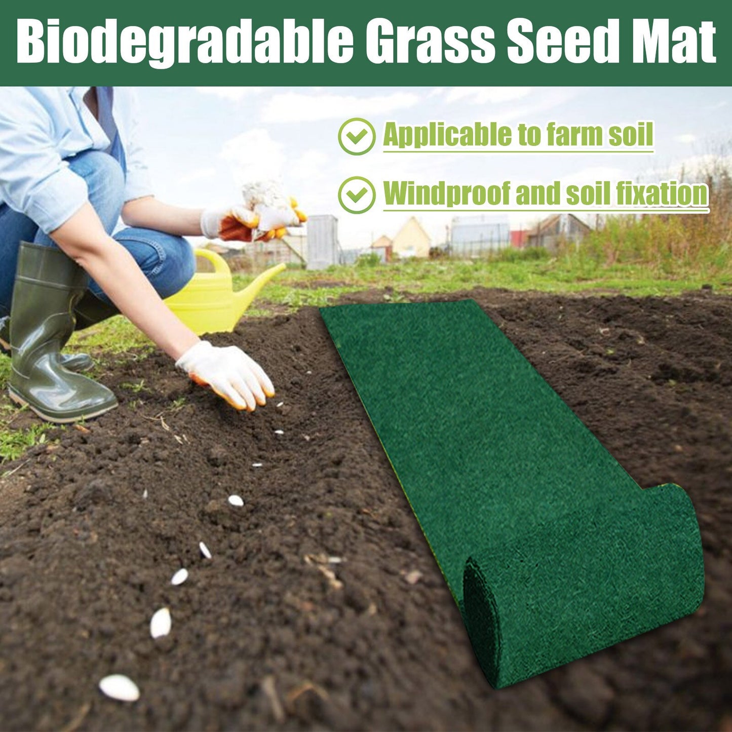 20x300cm/7.87 'X118. 1' Biodegradable Grass Seed Mat Gardening Ecological Blanket Gardening