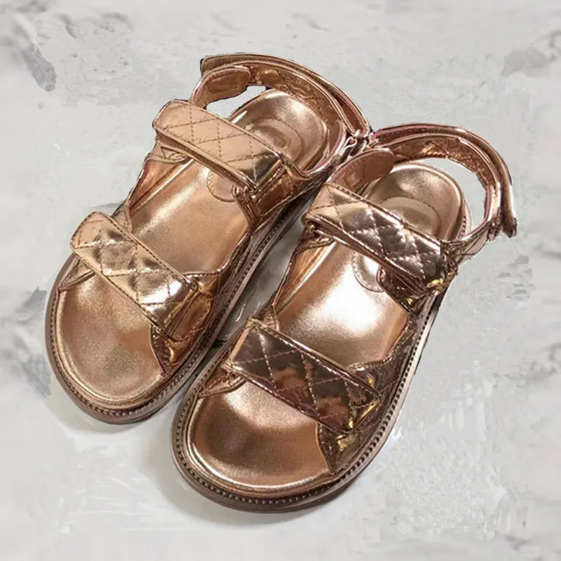 Fashion classic cowhide women's sandals summer vacation Heightening flat sandals Multicolor Real leather lady shoes High Quality