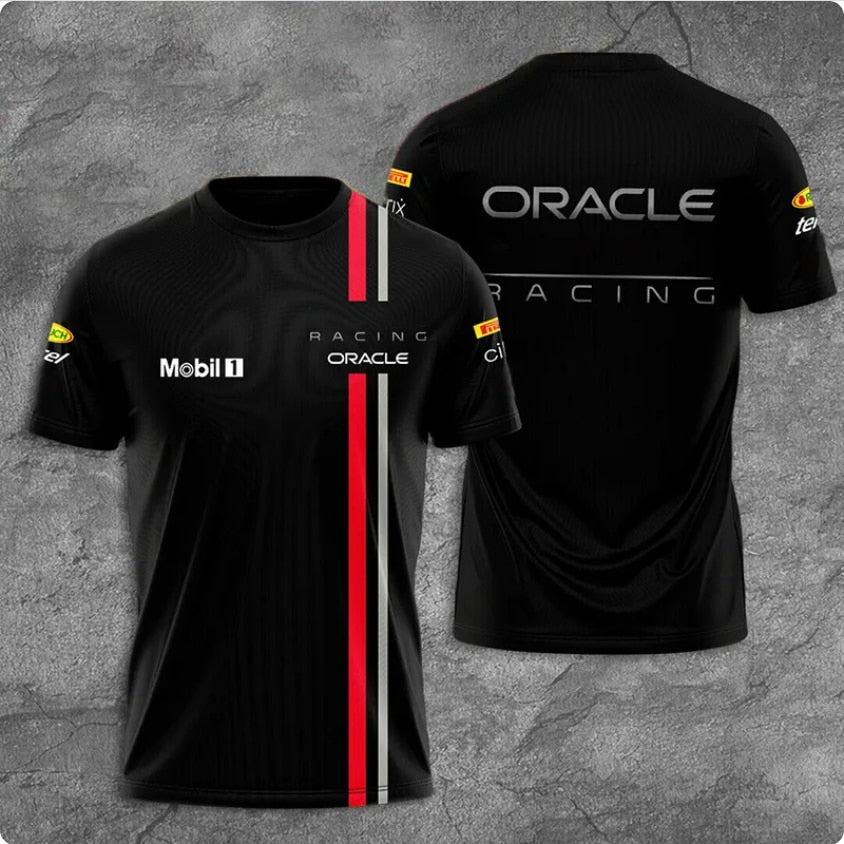 Oracle F1 Men's And Women's T-Shirt Red Animal 3D Printed Casual Sports Crewneck Top Boys Sweat Absorbent Breathable T-Shirt