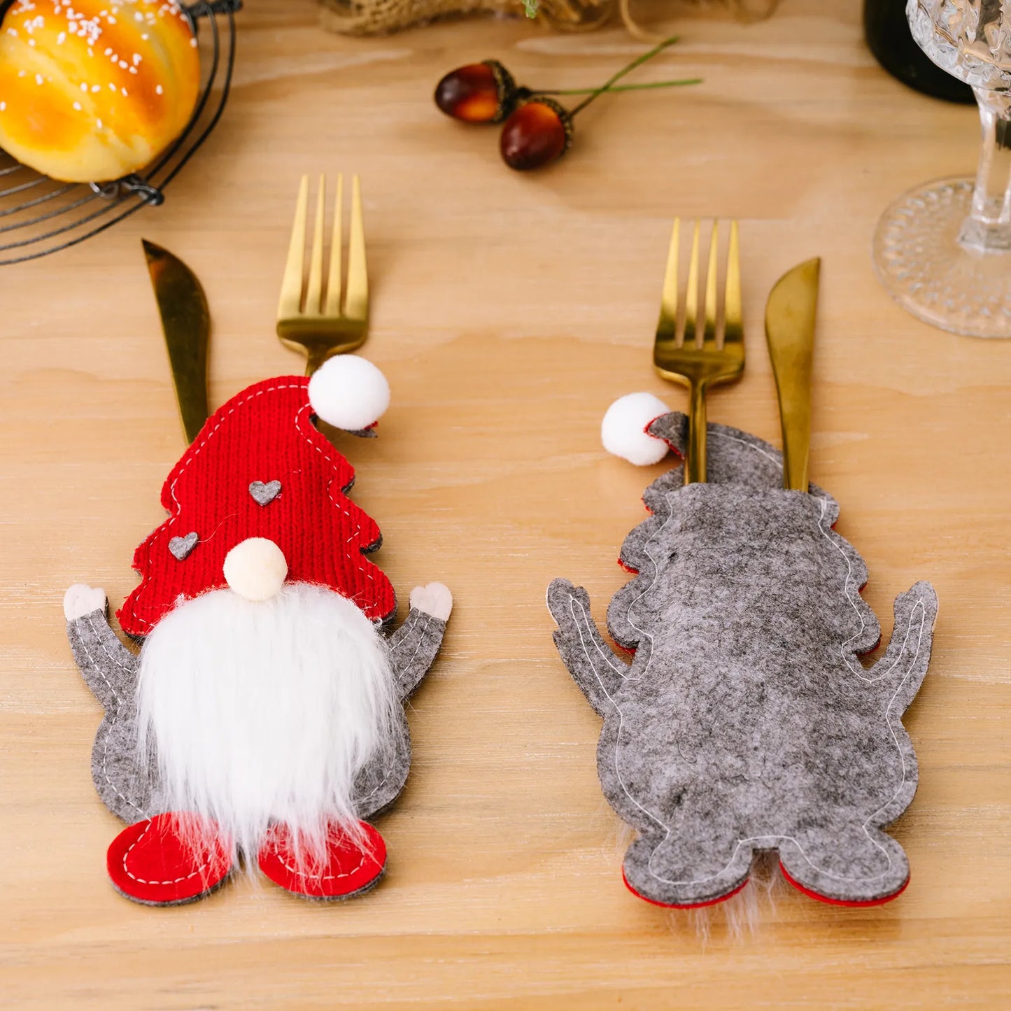1/2pcs New 2024 Christmas Cutlery Holder Knife Fork Pocket Bags