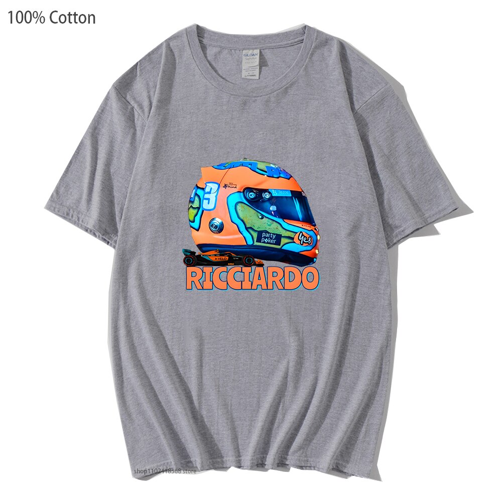 Formula 1 Mclaren Team with Mcl36 Car T-Shirts Daniel Ricciardo Helmet Shirt F1 Y2k Clothes Unisex Women Men Clothing 100%Cotton