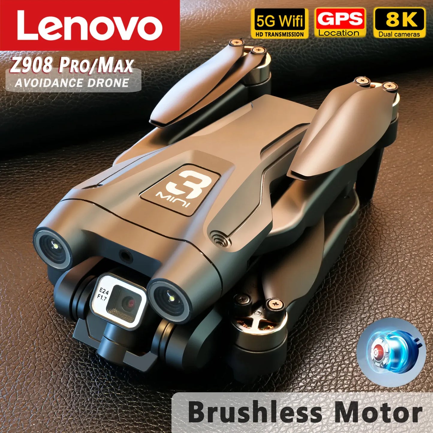 Lenovo Z908Pro Max Drone Brushless Motor Dual4K ESC Professional WIFI FPV Obstacle Avoidance Four-Axis Folding Rc Quadcopter Toy