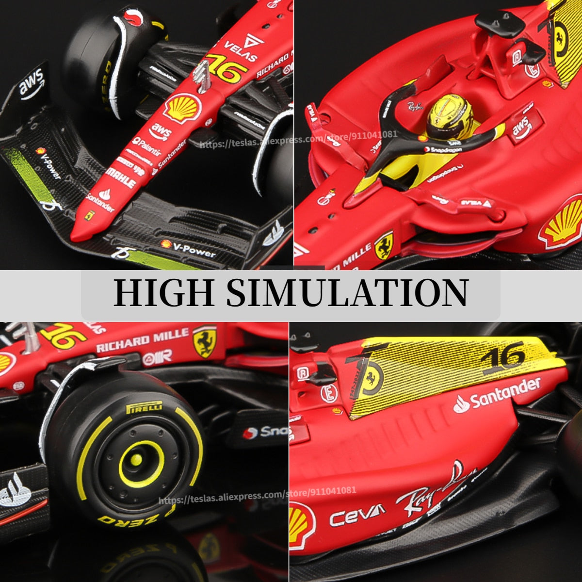 Bburago F1 2022 Car Model with Showcase, 75th Ferrari F175 Scale 1:43 Mercedes Red Bull Racing Replica Formula 1 Toy Miniature