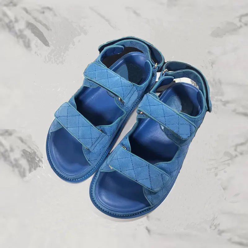 Fashion classic cowhide women's sandals summer vacation Heightening flat sandals Multicolor Real leather lady shoes High Quality