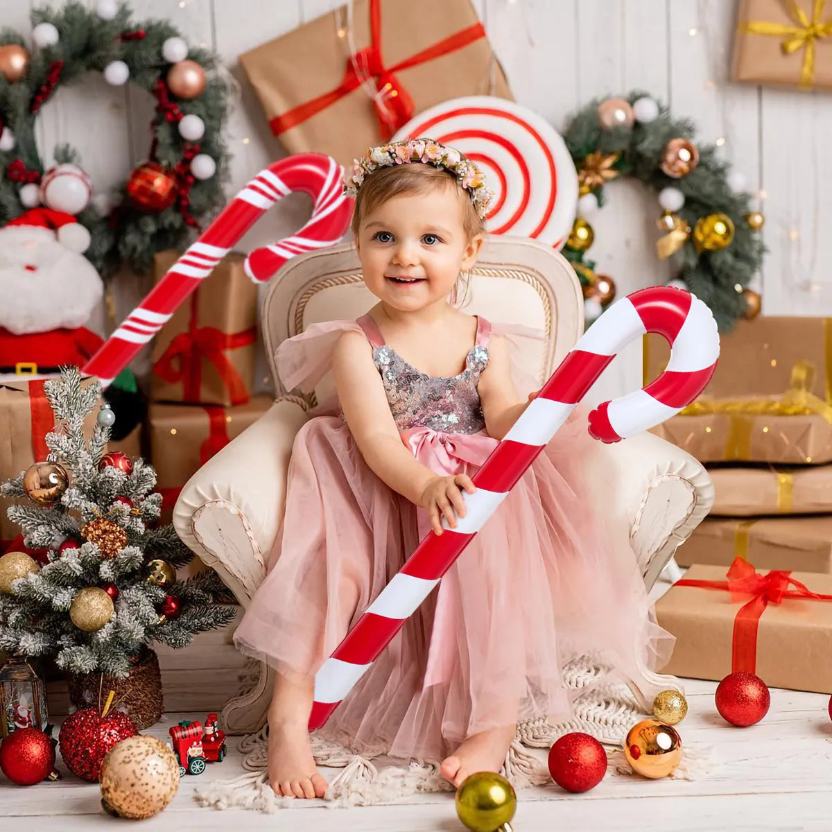 Inflatable Christmas Candy Cane Stick Balloons