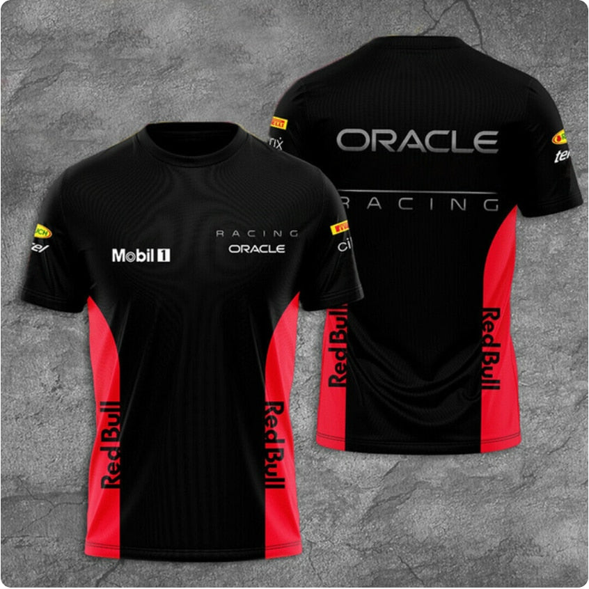 Oracle F1 Men's And Women's T-Shirt Red Animal 3D Printed Casual Sports Crewneck Top Boys Sweat Absorbent Breathable T-Shirt