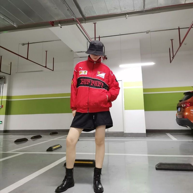 2023 New all-match F1 racing suit Ferraris team riding suit loose casual motorcycle suit