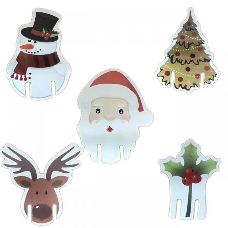 10PCS Christmas Cup Card Santa Hat Wine Glass