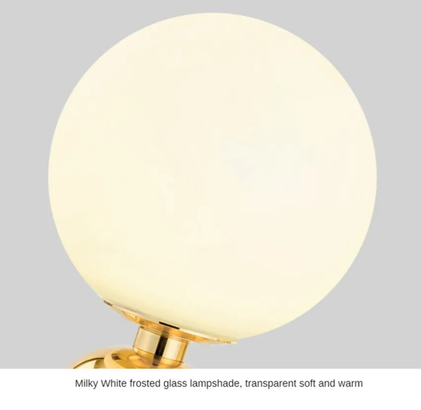 Glass Ball Table Lamp for Bedroom Bedside Side Lights Modern Decoration Gold Black Desk Lighting Plug in Home Indoor Decor