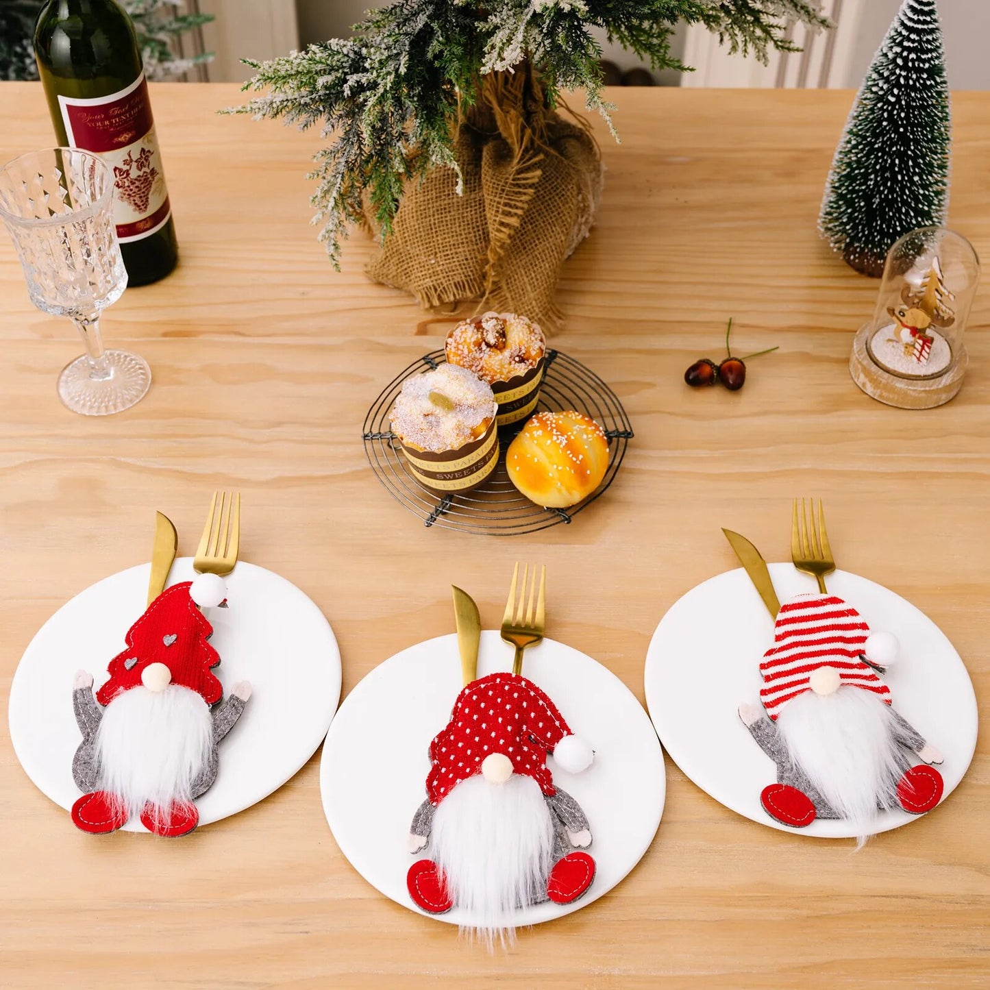 1/2pcs New 2024 Christmas Cutlery Holder Knife Fork Pocket Bags