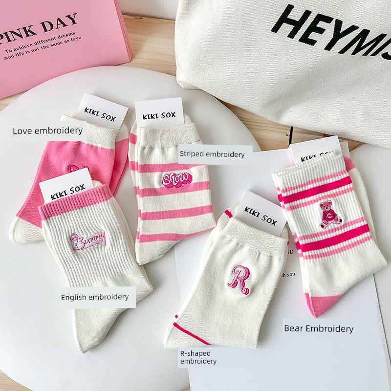 3 Pack Pink Socks Summer Stripes