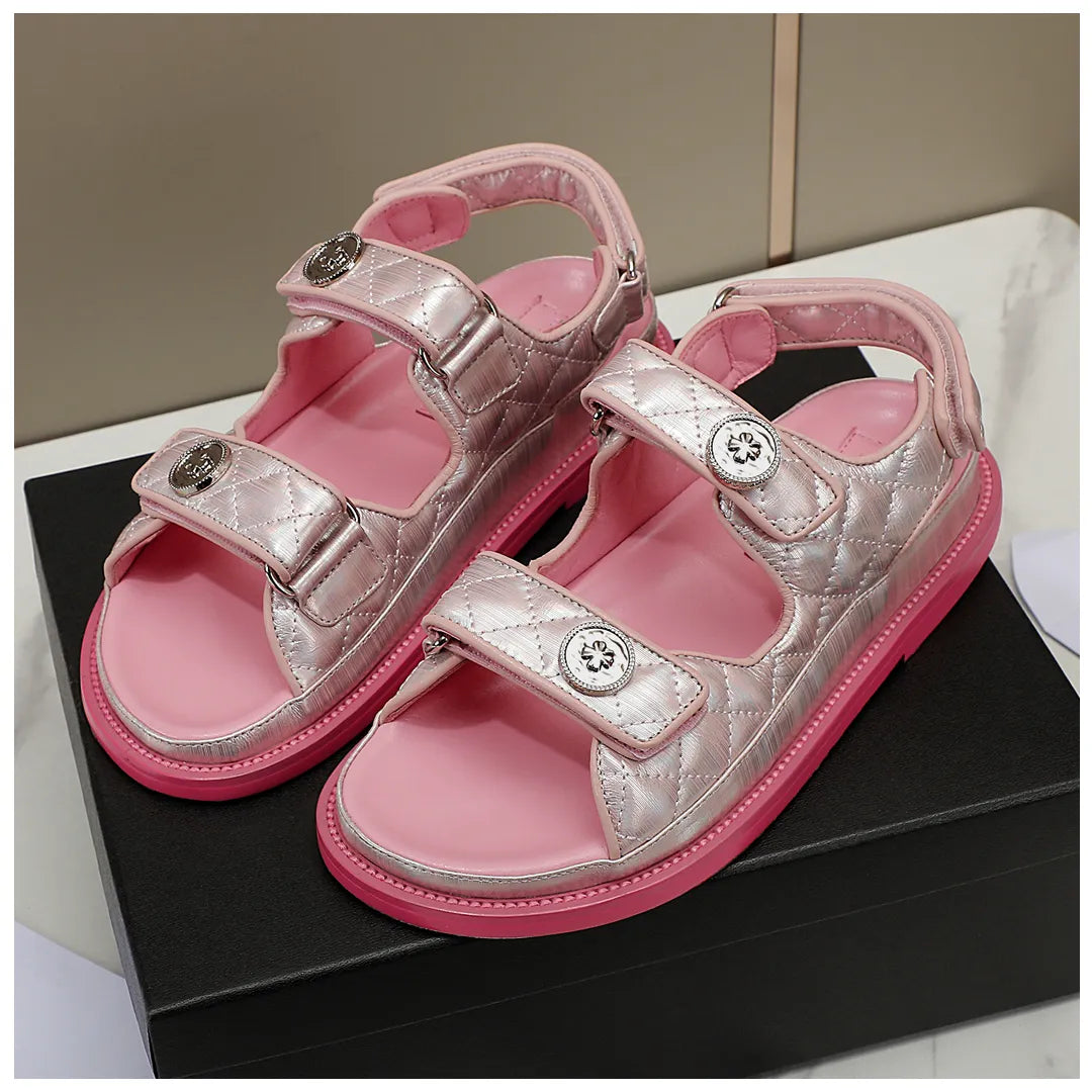 Fashion classic cowhide women's sandals summer vacation Heightening flat sandals Multicolor Real leather lady shoes High Quality