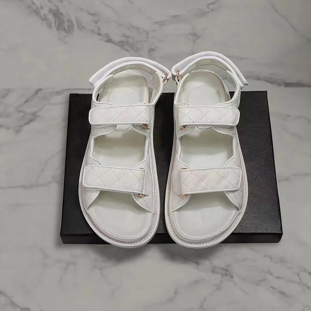 Fashion classic cowhide women's sandals summer vacation Heightening flat sandals Multicolor Real leather lady shoes High Quality