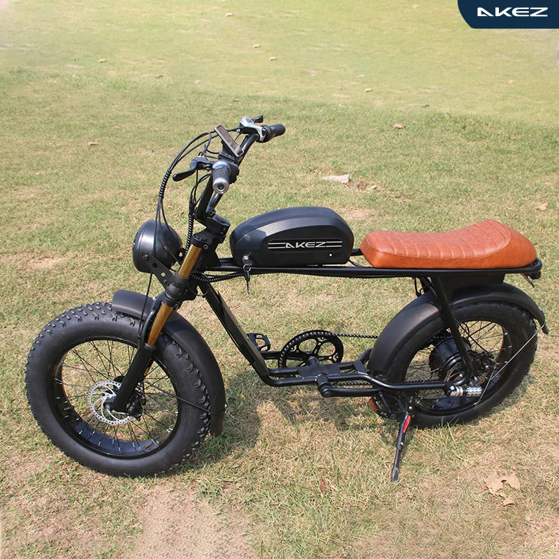 48V 500W 1500W Dual Battery AKEZ Cool Electric Bicycle Retro Motorcycle Off-Road Ebike