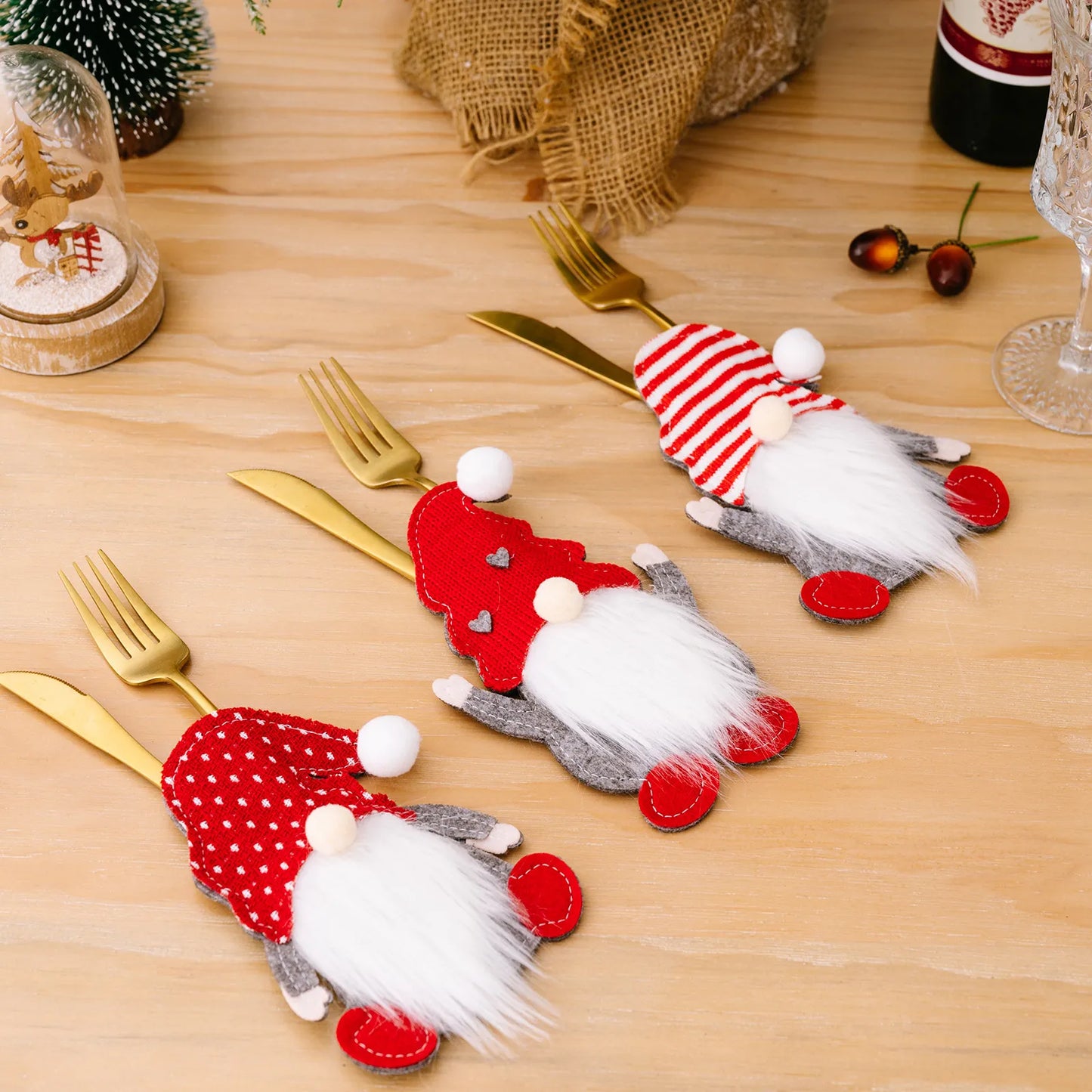 1/2pcs New 2024 Christmas Cutlery Holder Knife Fork Pocket Bags