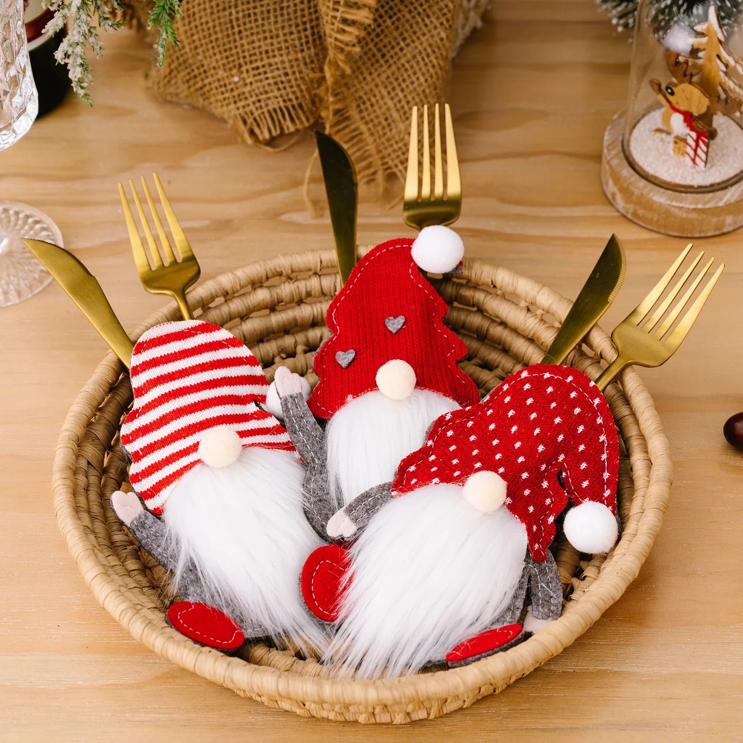 1/2pcs New 2024 Christmas Cutlery Holder Knife Fork Pocket Bags