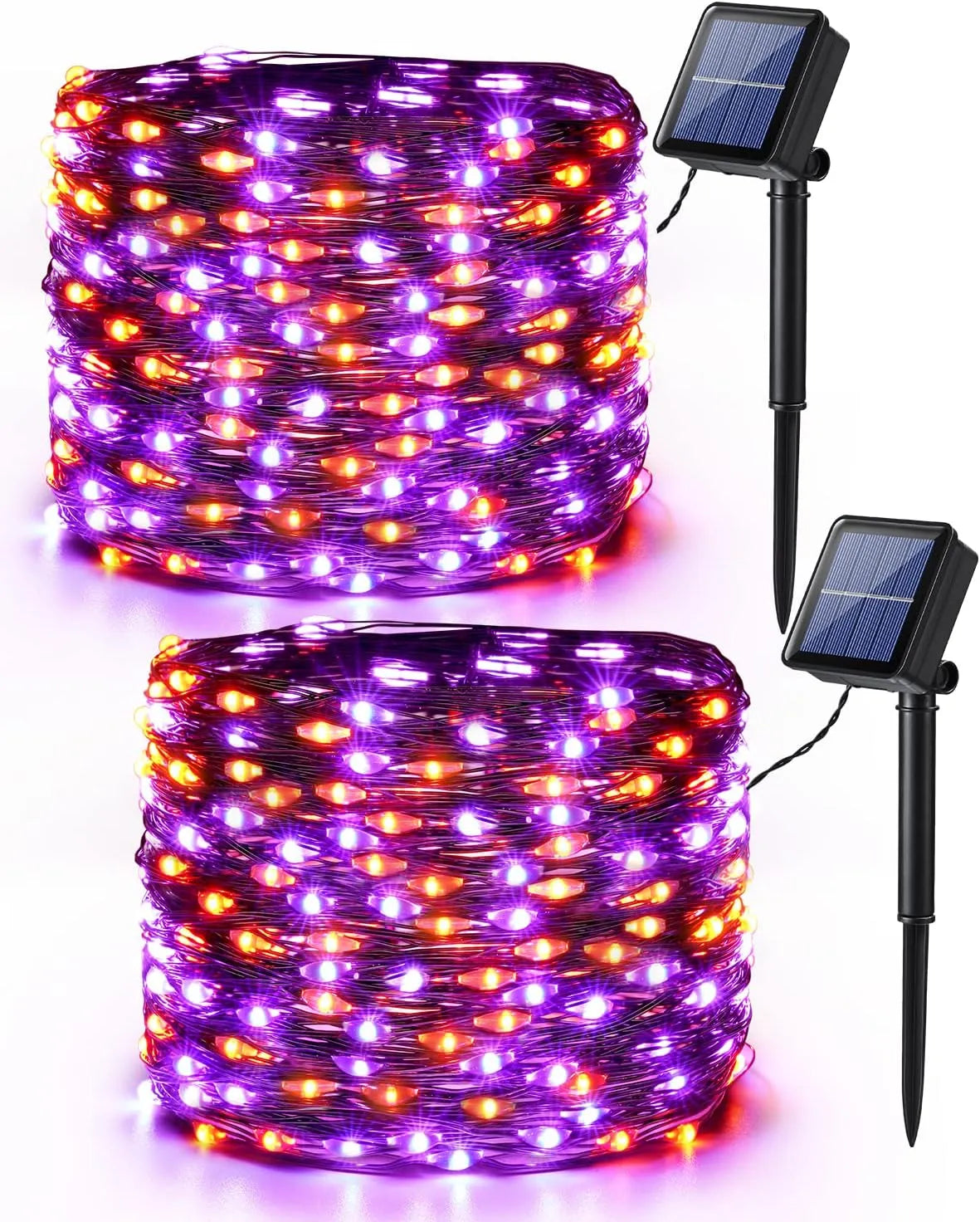 2pcs,Orange & Purple Halloween Lights, 39.37ft 120 LED,