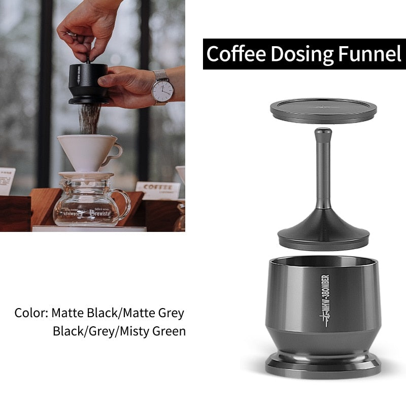 MHW-3BOMBER Espresso Dosing Funnel with Stirrer Stainless Steel Coffee Dosing Cup Fit 58mm Portafilter Home Barista Accessories