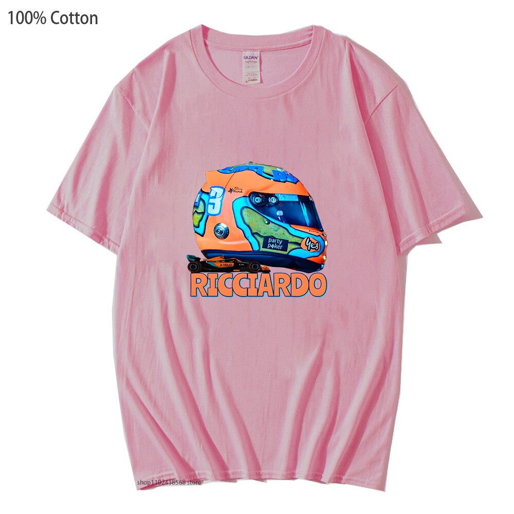 Formula 1 Mclaren Team with Mcl36 Car T-Shirts Daniel Ricciardo Helmet Shirt F1 Y2k Clothes Unisex Women Men Clothing 100%Cotton