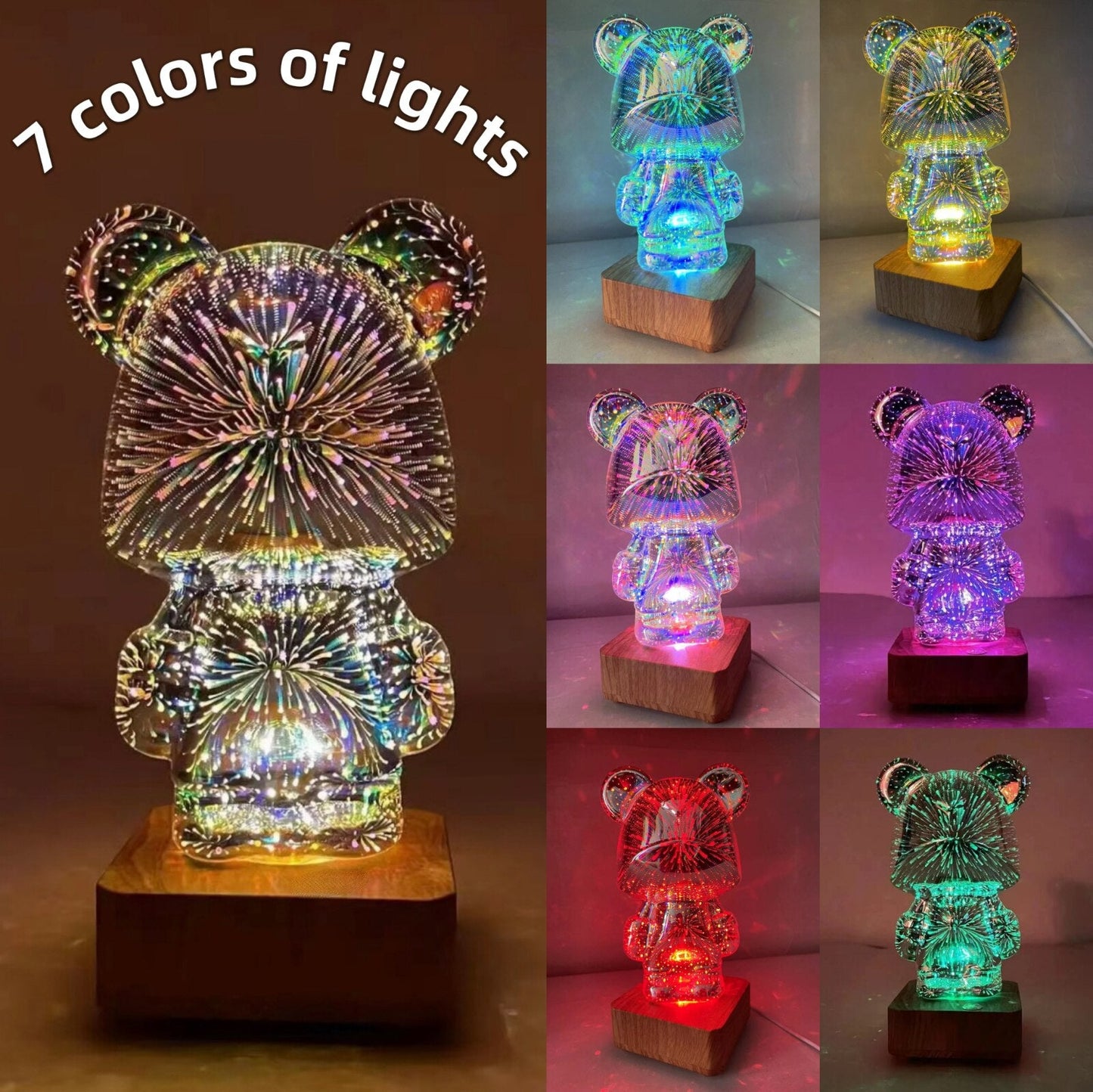 ⏰ Promoção Último Dia 49% de Desconto - Urso de Fogos de Artifício 3D | Luz de Decoração Noturna