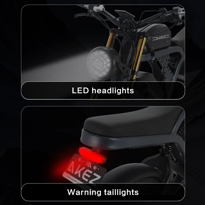 2023 New 48V 750W 1500W AKEZ Aluminum Frame Electric Bicycle Retro Motorcycle EBike