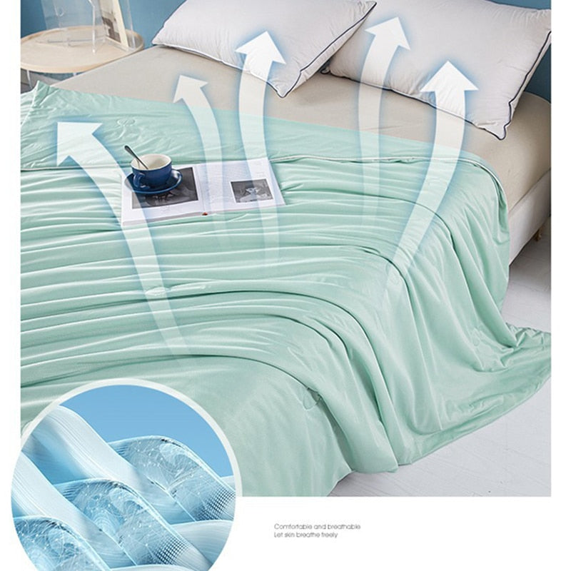 Cooling Blankets Smooth Air Condition Comforter Lightweight Summer Quilt Cool Feeling Fibre Fabric Skin-friendly Breathable