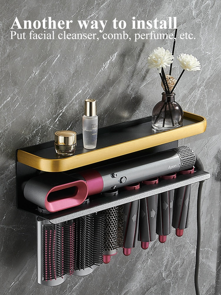 Hairdryer Holder Wall Mount Suitable For Dyson Airwrap Shelf Dryer And Hair Curler Holder Storage Rack Bathroom Organizer FR2002