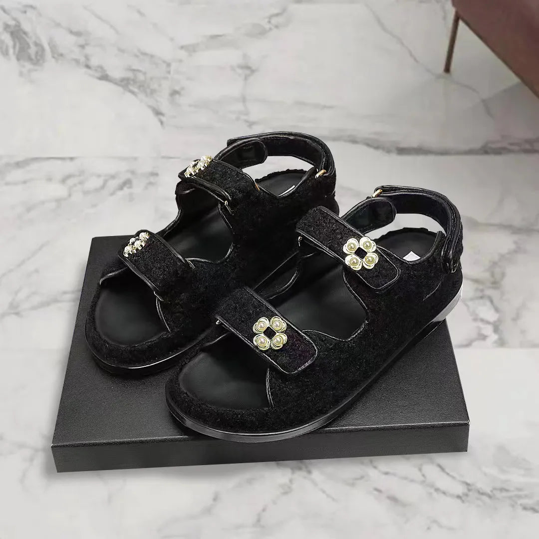 Fashion classic cowhide women's sandals summer vacation Heightening flat sandals Multicolor Real leather lady shoes High Quality