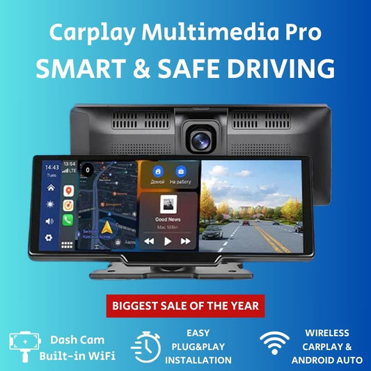 (ALMOST SOLD OUT) Carplay Multimedia Box Pro + Dash Cam Built in WiFi Car Dashboard Camera Recorder with Night Vision + Charger 🚨 86% OFF LAST DAY