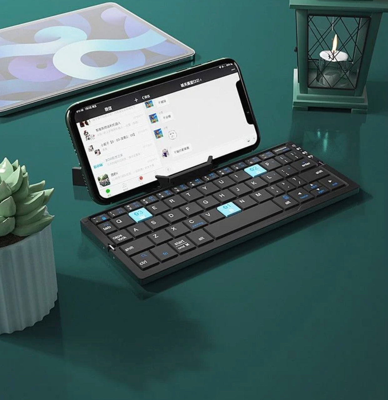 (ALMOST SOLD OUT) Premium Quality Mini Folding Bluetooth Keyboard + Stand + Charger + Travel Case [1 year warranty]- 🚨 86% OFF LAST DAY🚨