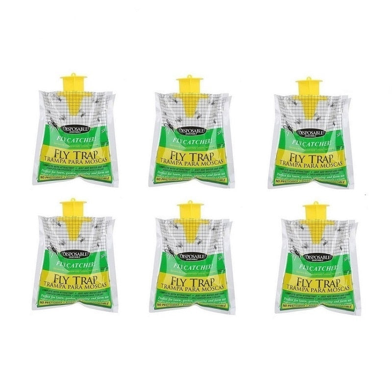 6pcs Hanging Fly Trap Disposable Fly Catcher Bag Mosquito Trap Catcher Fly Wasp Insect Bug Killer Flies Trap For Outdoor