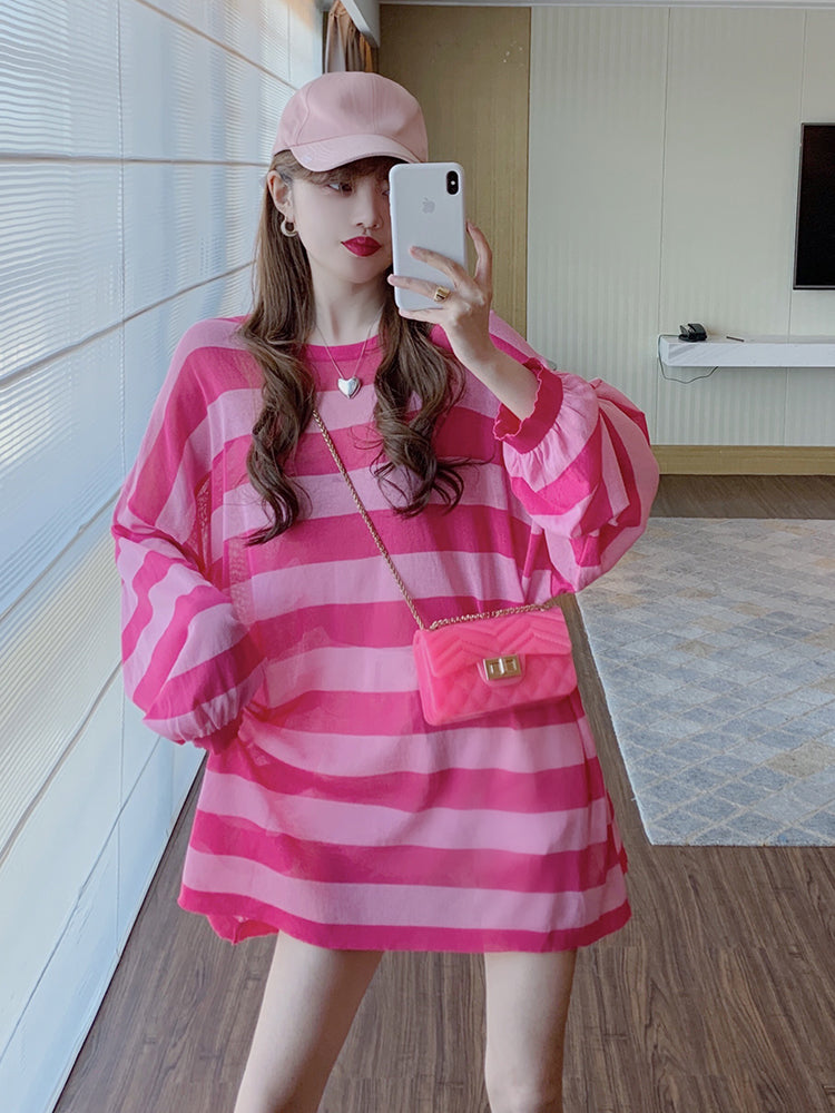 Barbie Pink Striped Long-Sleeved