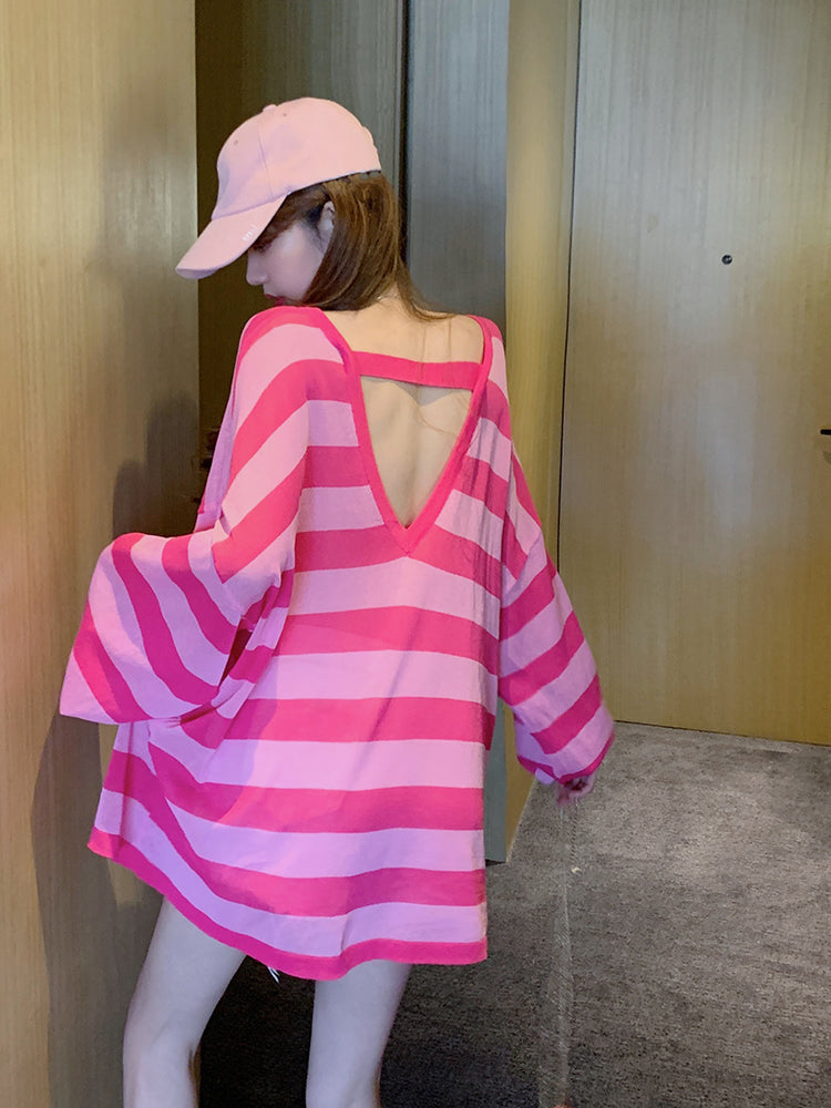 Barbie Pink Striped Long-Sleeved