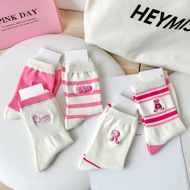 3 Pack Pink Socks Summer Stripes