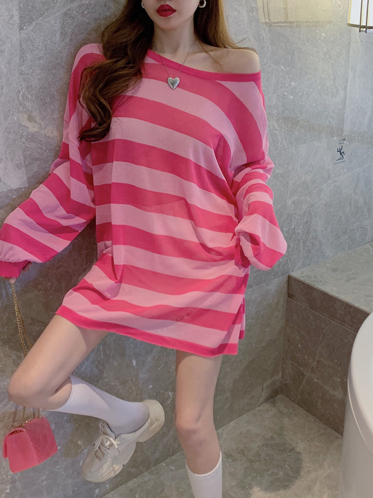 Barbie Pink Striped Long-Sleeved