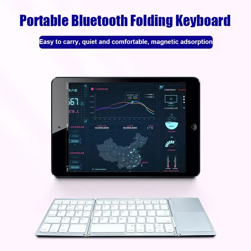 (ALMOST SOLD OUT)Premium Quality Mini Folding Bluetooth Keyboard with Touchpad [1 year warranty] - 🚨 86% OFF LAST DAY