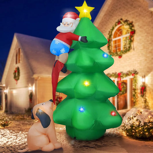 6FT Christmas Tree with Santa Claus and Dog with LED