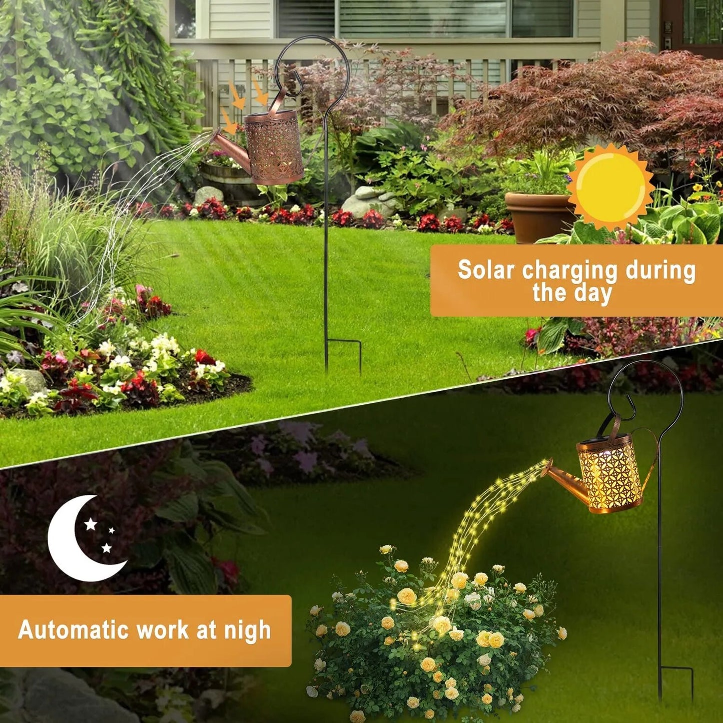 Solar Watering Can with Lights Outdoor Solar Garden Lights Garden Decro Solar Lights Waterproof Hanging Lantern for Yard Patio