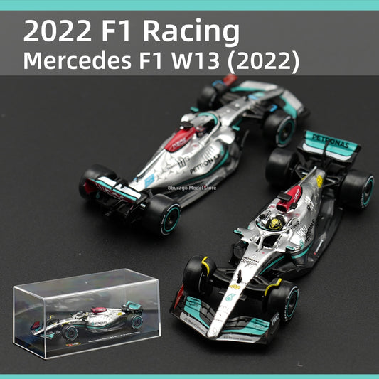 Bburago 1:43 2022 Mercedes-AMG W13 MCL36 C42 F1-75 RB18 F1 Formula Racing Car Static Diecast Alloy Model Car Acrylic Box